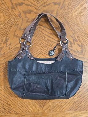 The Sak Black and Brown Leather Tote Bag